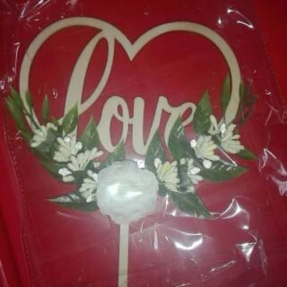 Ins Love Flower Happy Birthday Cake Toppers White - Picture 4 of 4